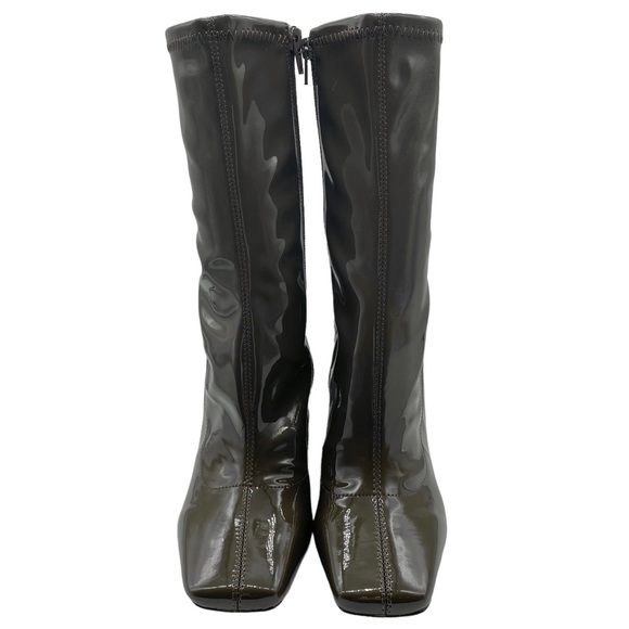 Aldo Women's Boots Fidella Olive Green Patent Vegan Leather Heeled Sleek Size 8 - Picture 4 of 10